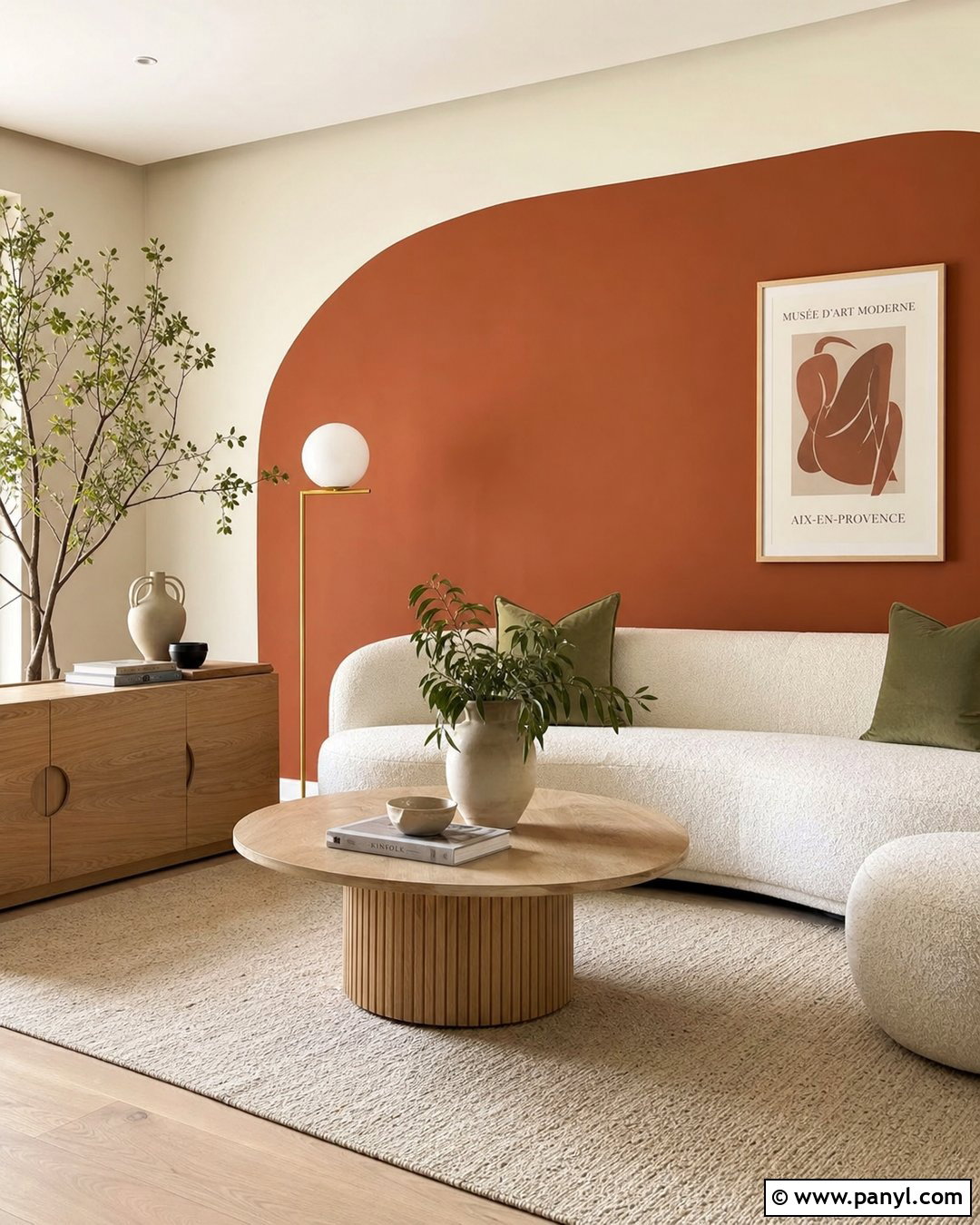 Curved Burnt Orange Accent Wall - 35 Burnt Orange Accent Wall Ideas