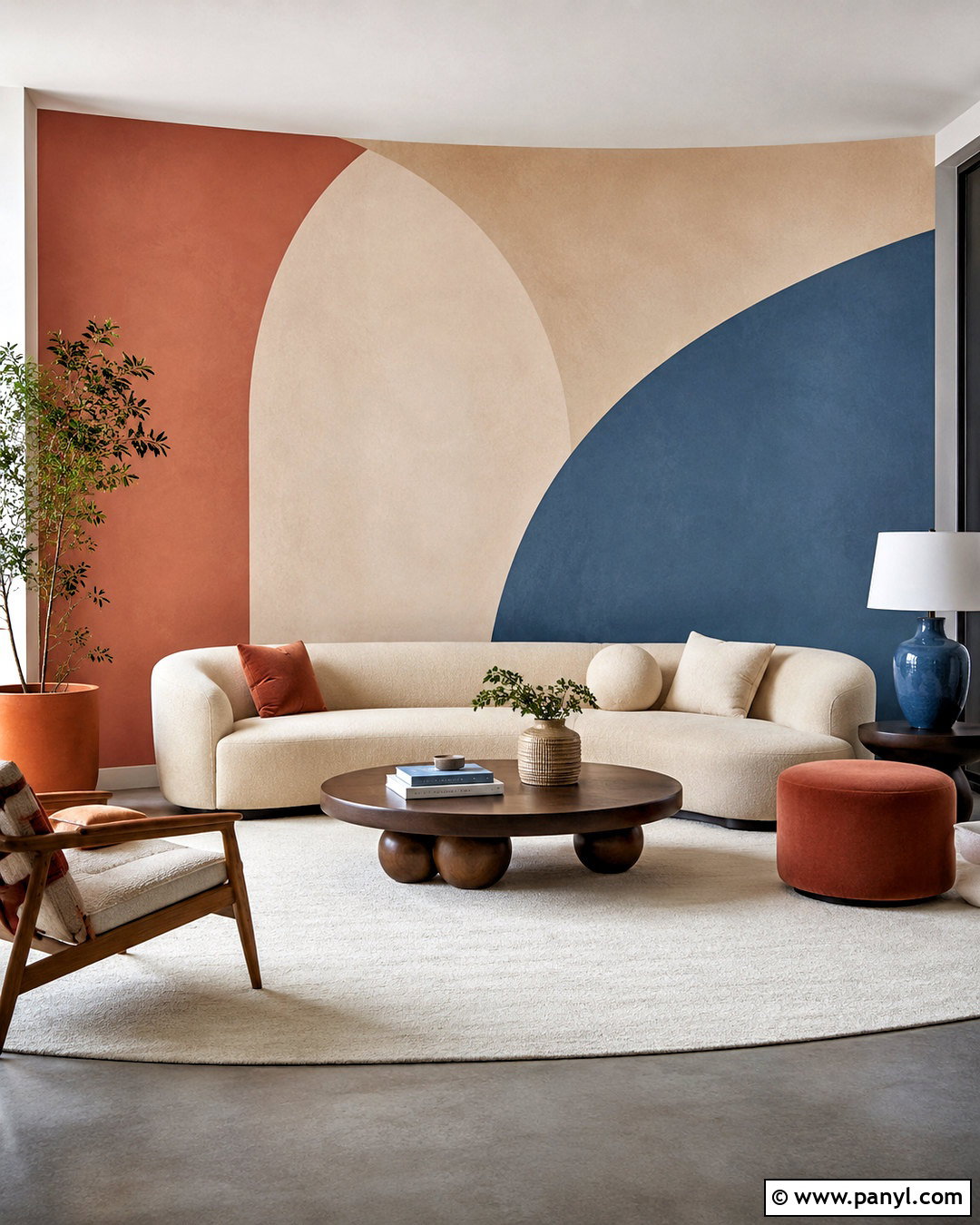 Curved Colour Blocking Mural - 20 colour blocking interior ideas