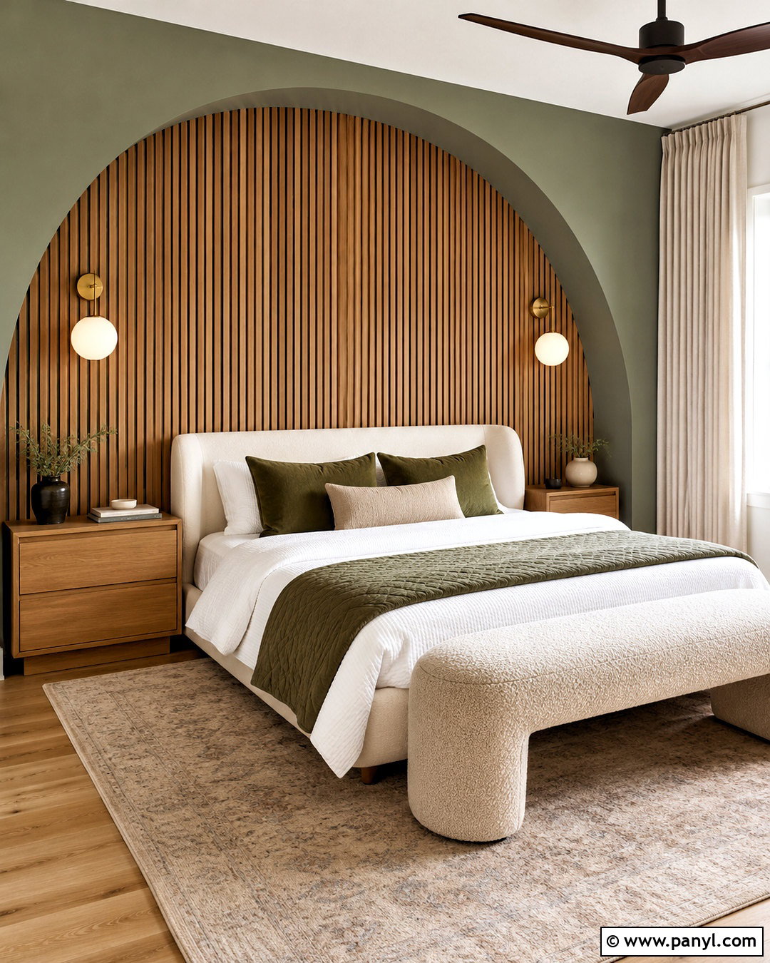 Curved Wood Accent Wall - 20 natural wood accent wall ideas