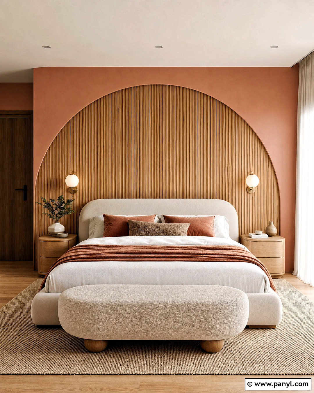 Curved Wood Panel Accent Wall - 20 modern wood accent wall ideas