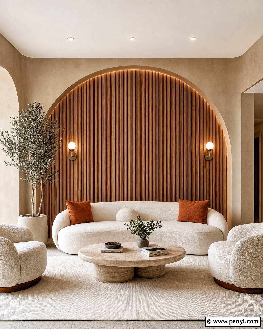 Curved Wood Panel Accent Wall - 20 wood accent wall living room ideas