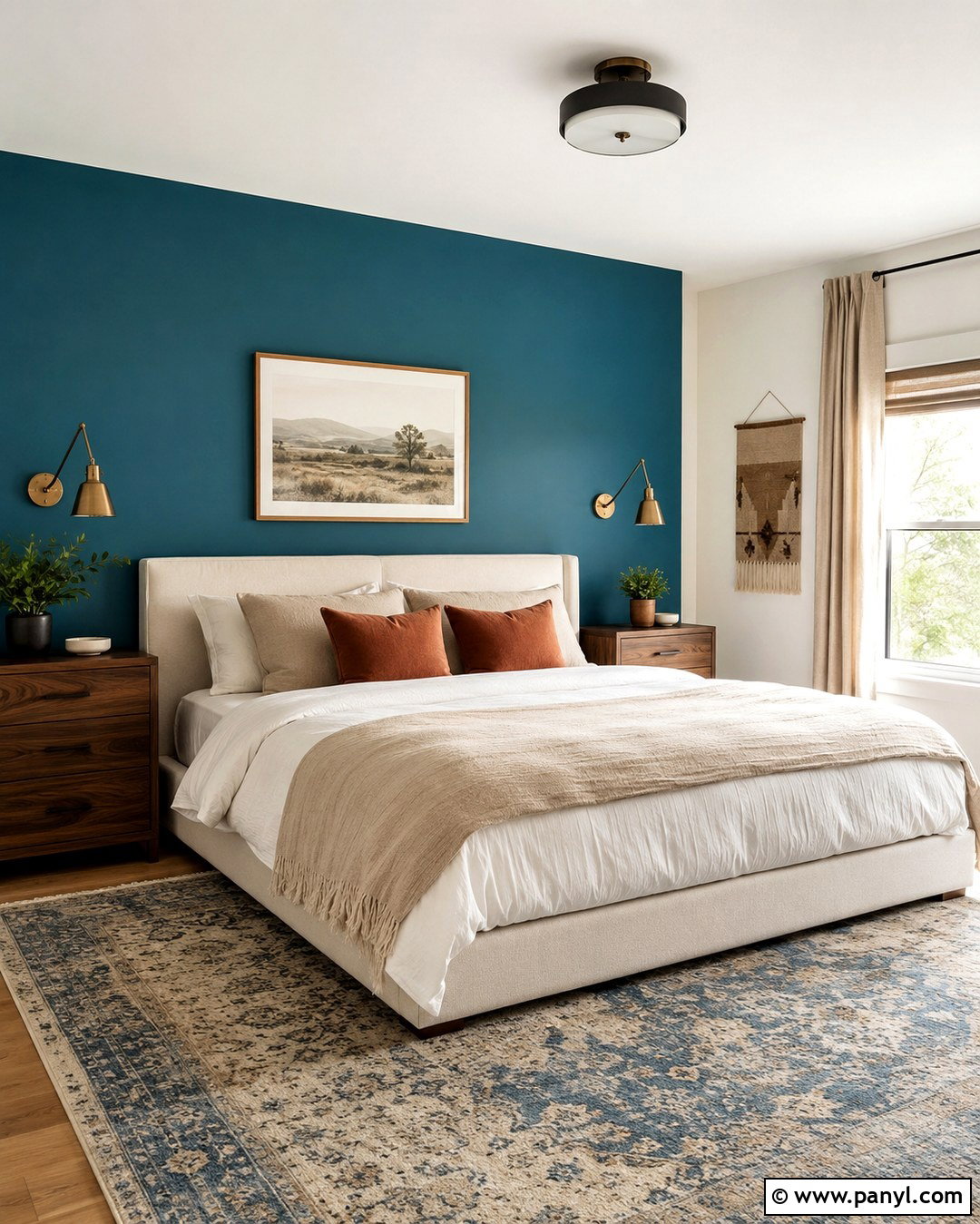 Cyan Accent Wall Behind Bed - 20 Cyan Wall Color Ideas