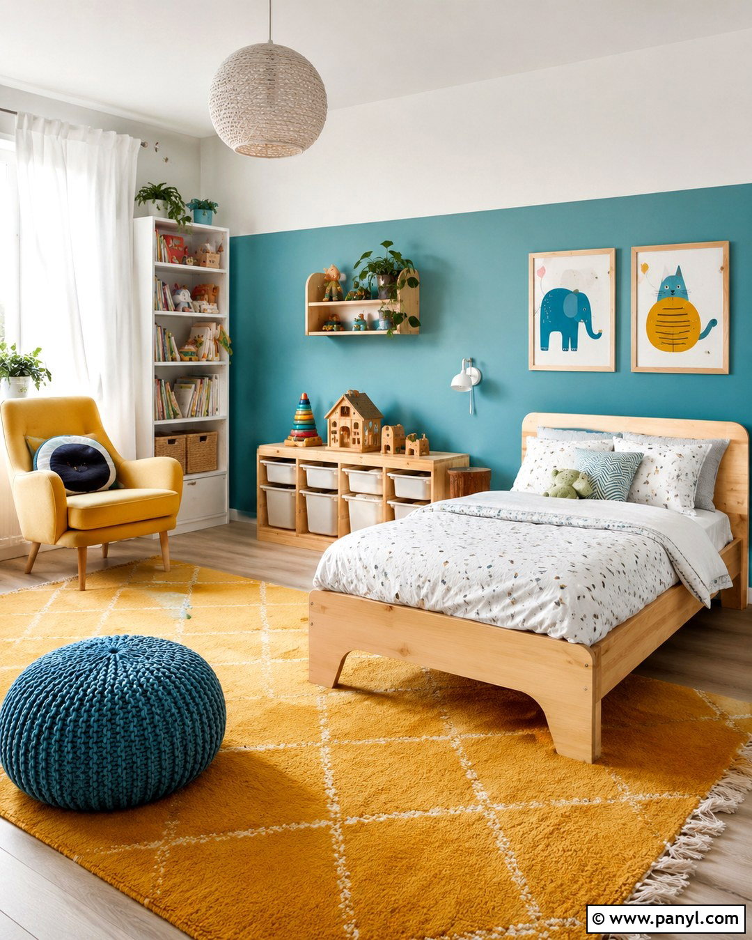 Cyan Kids Room With Yellow - 20 Cyan Wall Color Ideas