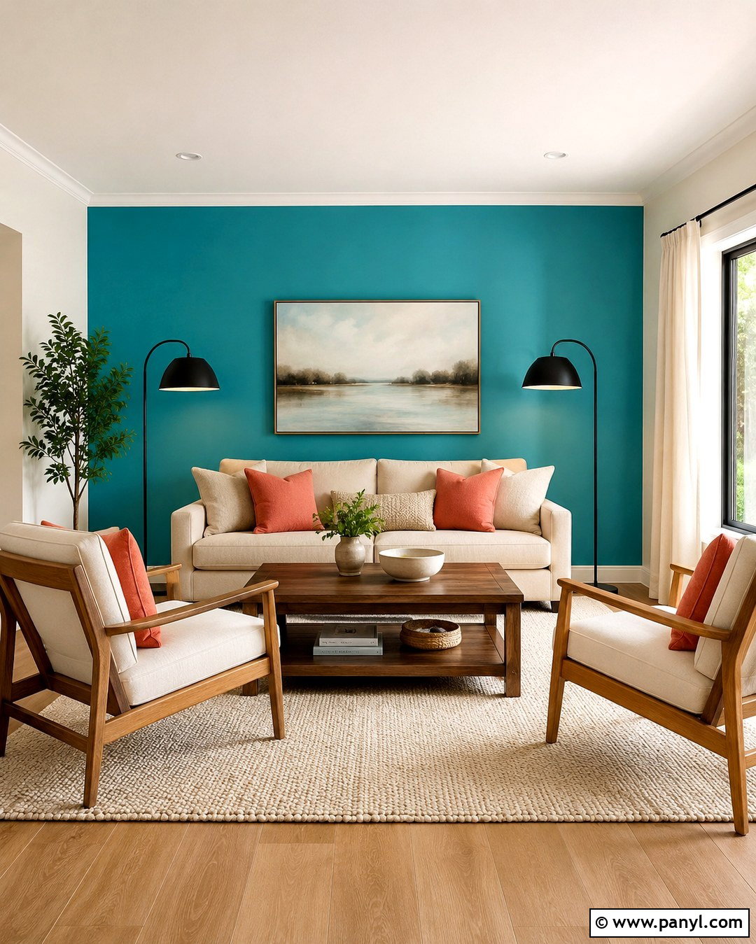Cyan Living Room With Warm White - 20 Cyan Wall Color Ideas