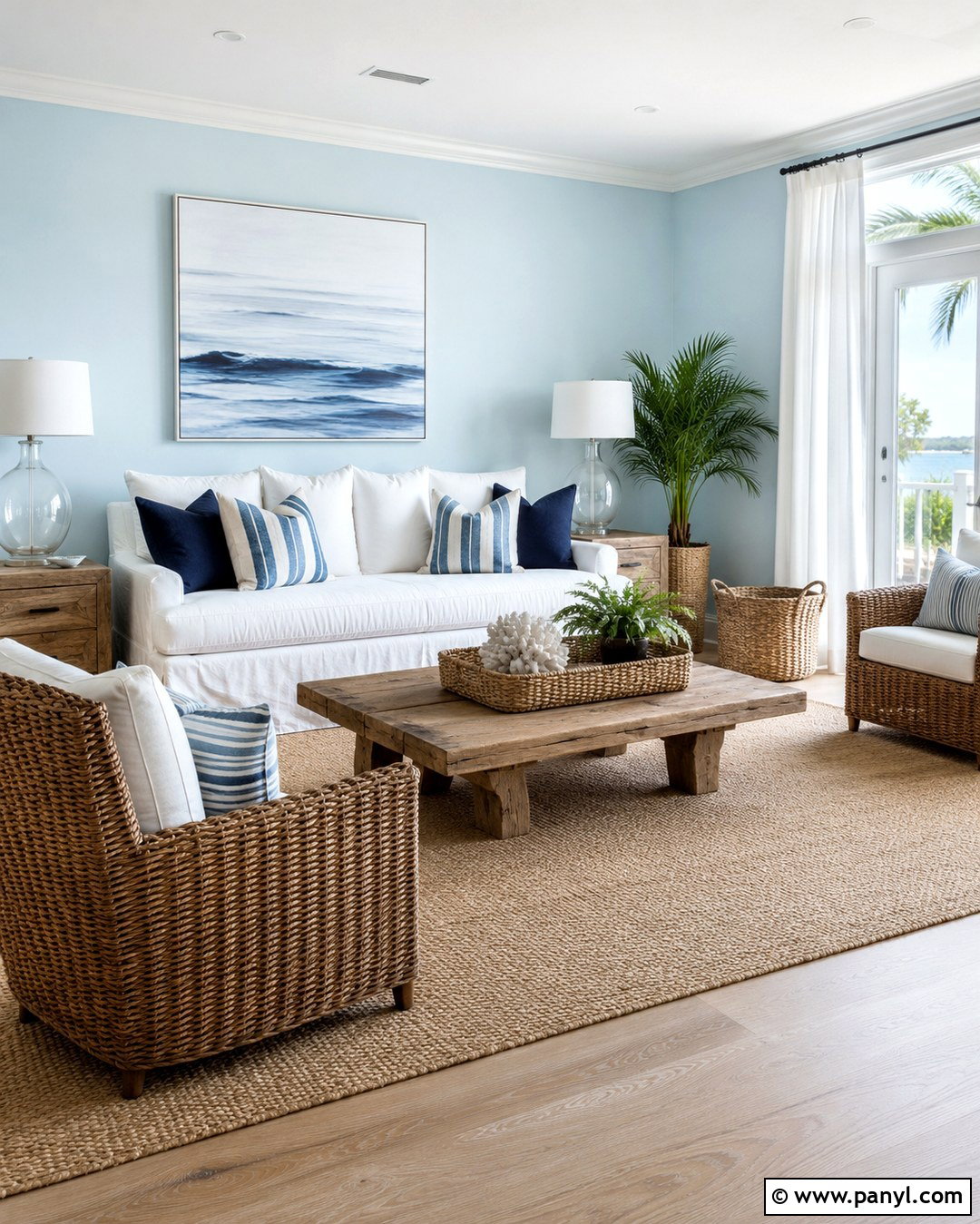 Cyan Wall With Coastal Decor - 20 Cyan Wall Color Ideas