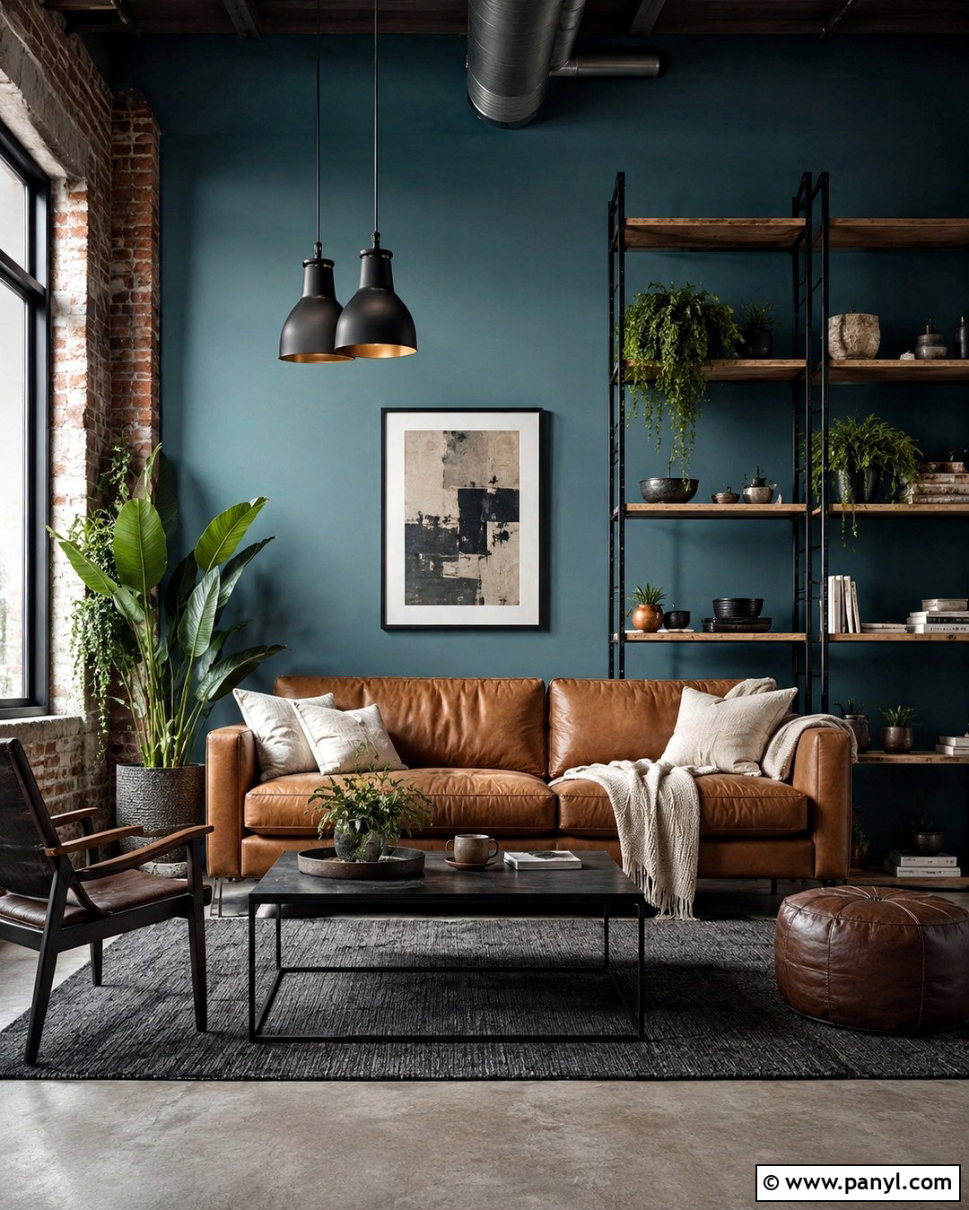 Cyan Wall With Industrial Decor - 20 Cyan Wall Color Ideas