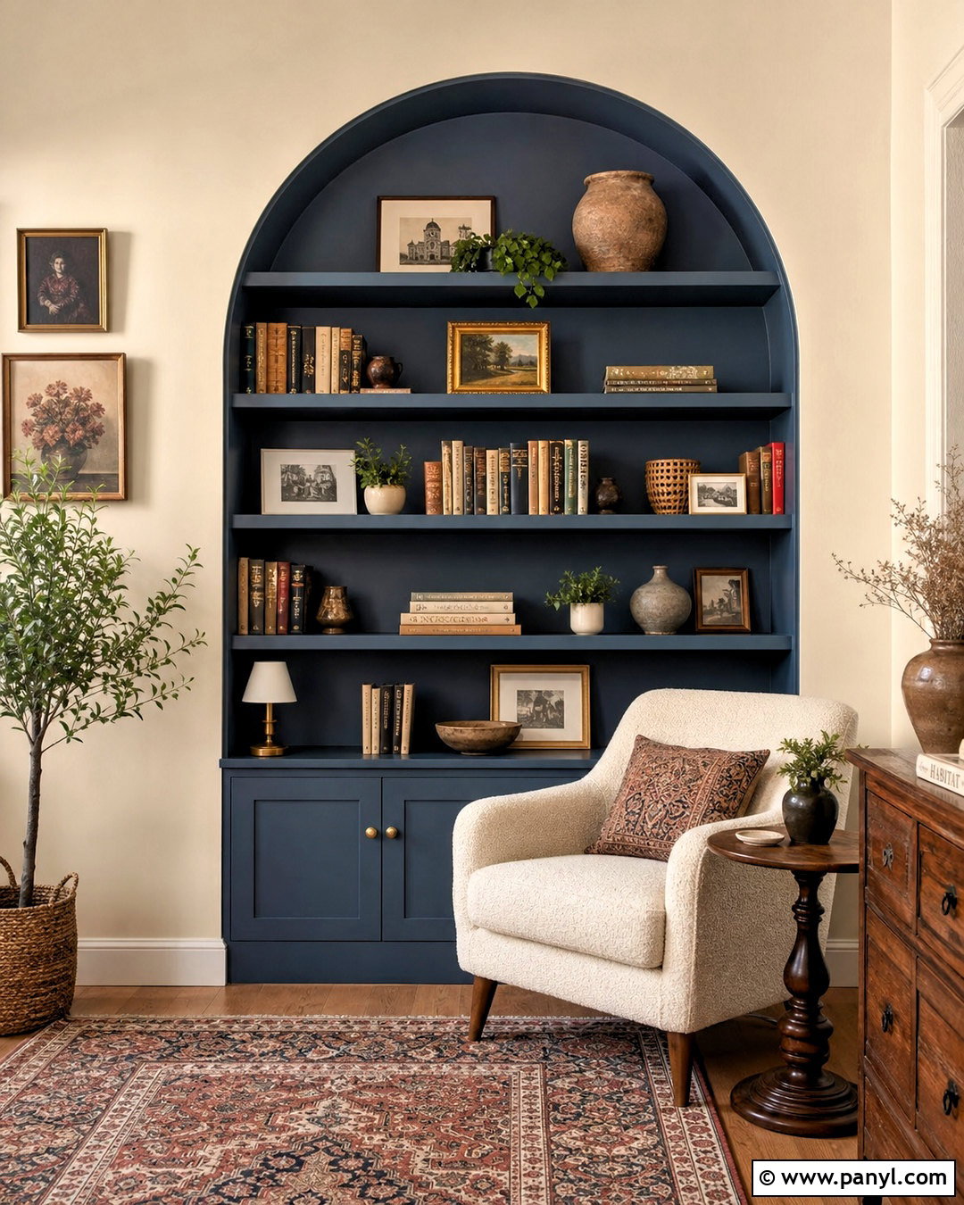 DIY Arched Bookcase Wall - 20 home aesthetic diy ideas
