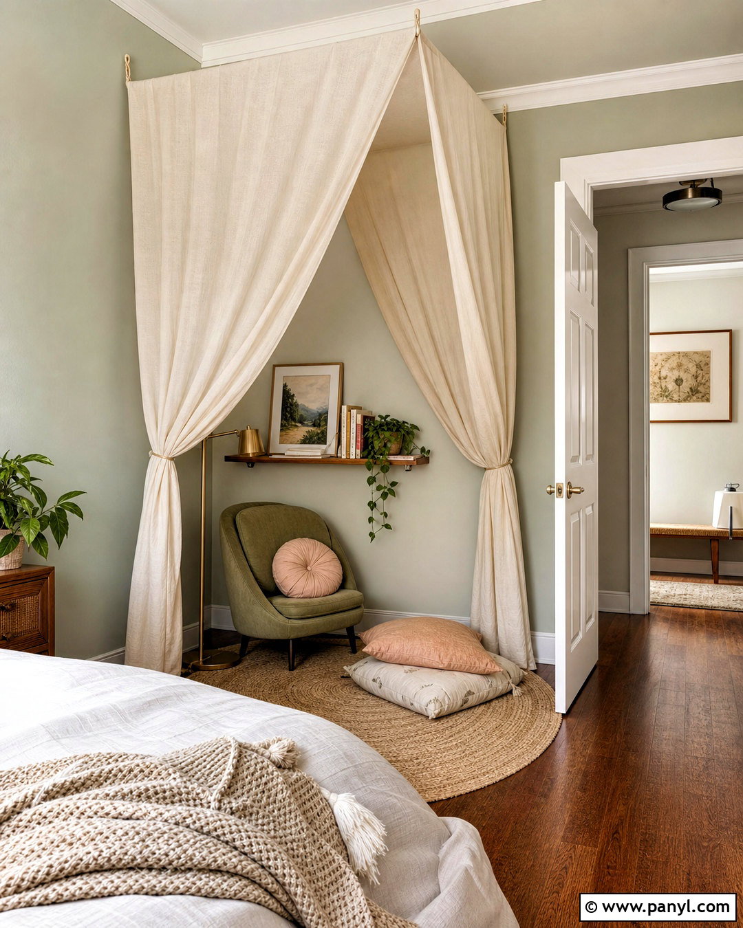 DIY Bedroom Canopy Corner - 20 home aesthetic diy ideas