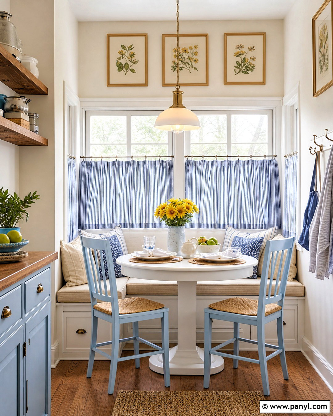 DIY Cafe Curtain Breakfast Nook - 20 home aesthetic diy ideas