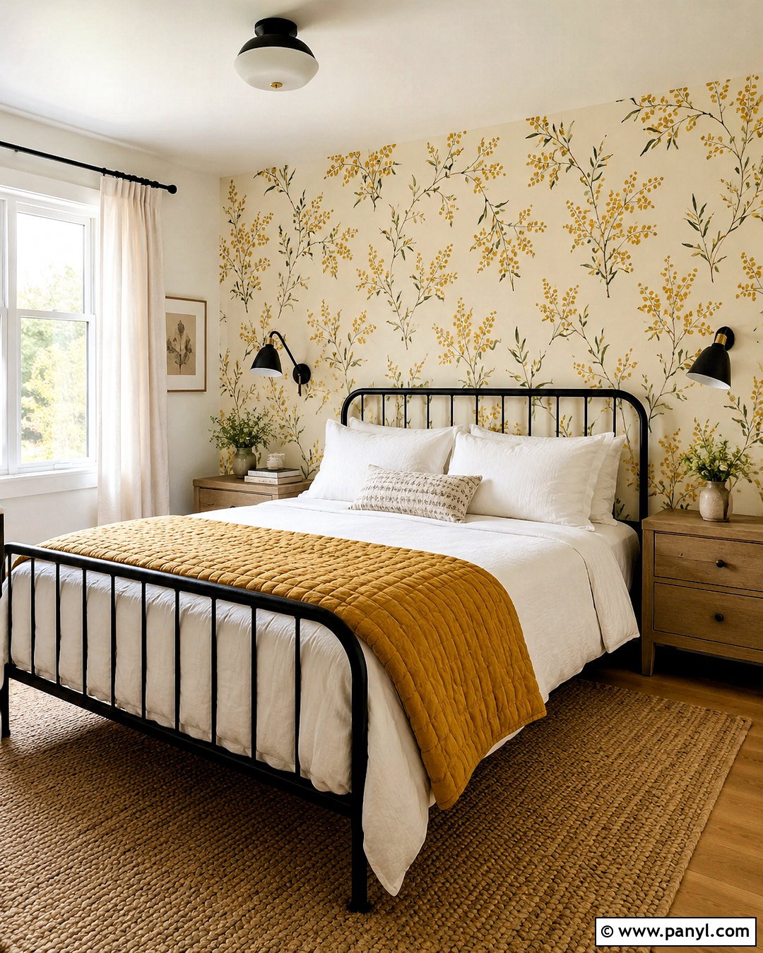 DIY Mimosa Stencil Wall - 20 mimosa wall ideas