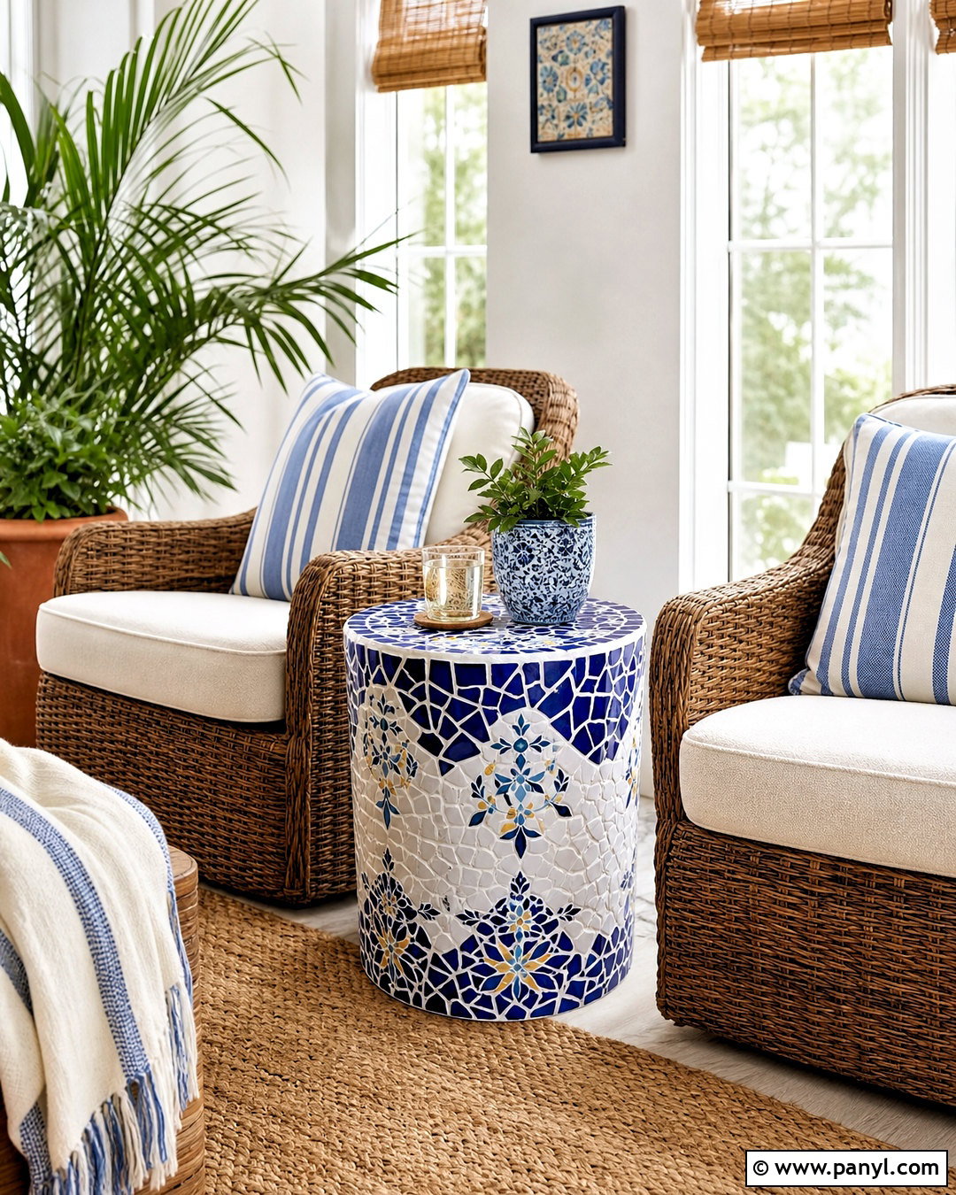 DIY Mosaic Side Table Sunroom - 20 home aesthetic diy ideas