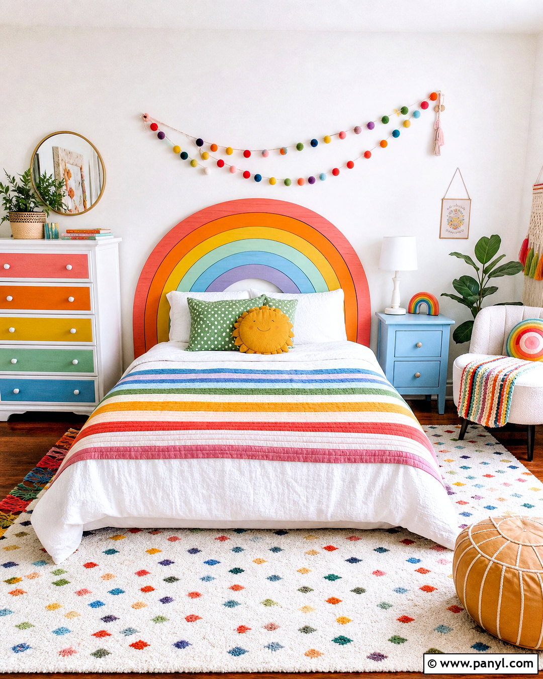 DIY Rainbow Bedroom - 20 rainbow themed bedroom ideas