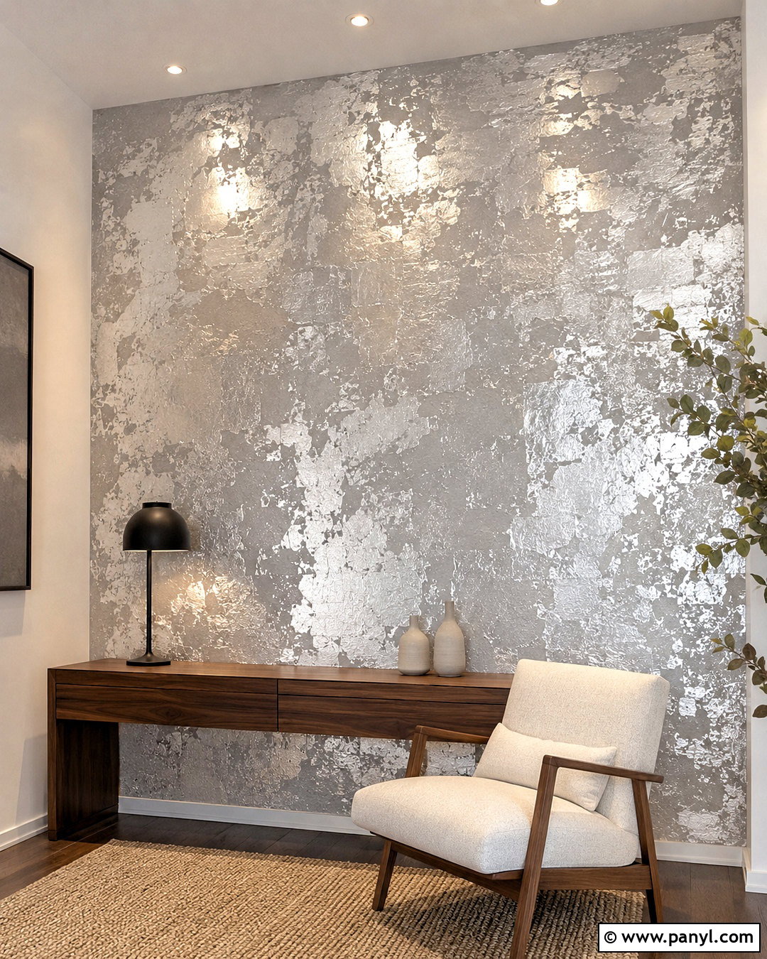 DIY Silver Foil Accent Wall - 35 silver wall ideas