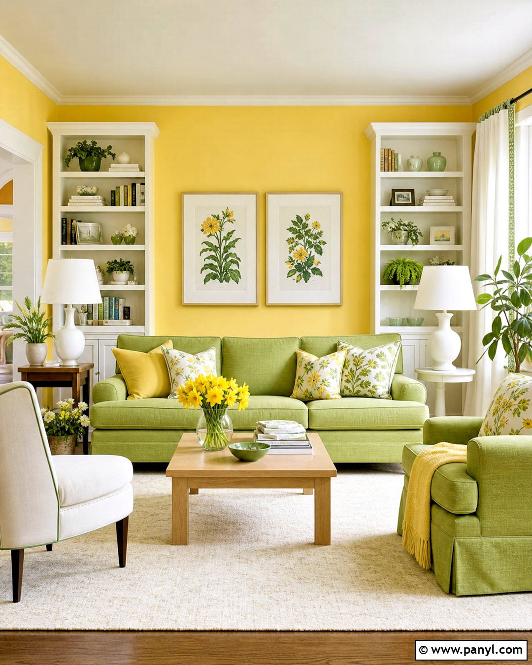 Daffodil Yellow Living Room - 20 yellow living room colors