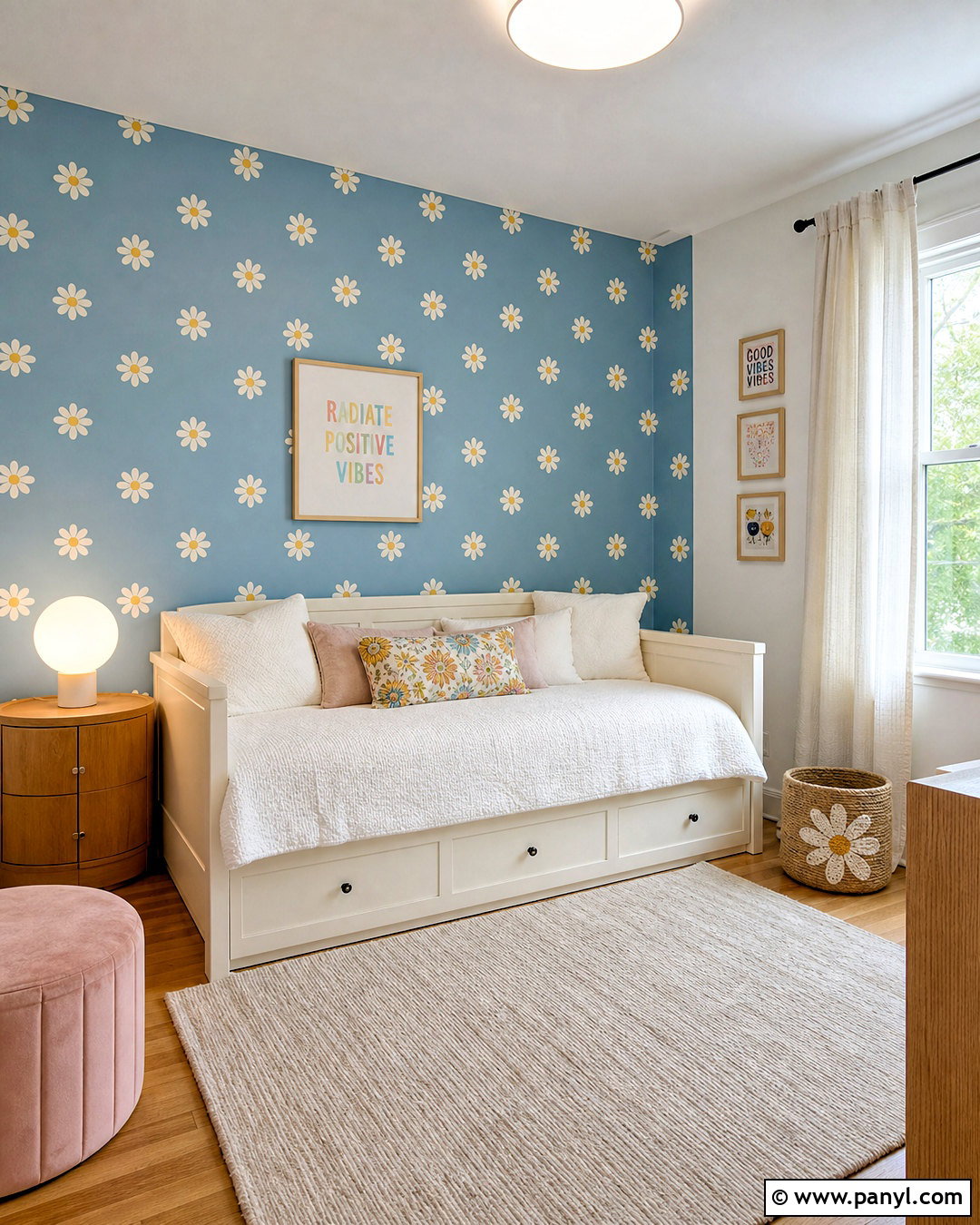 Daisy Decal Accent Wall - 20 cute accent wall ideas