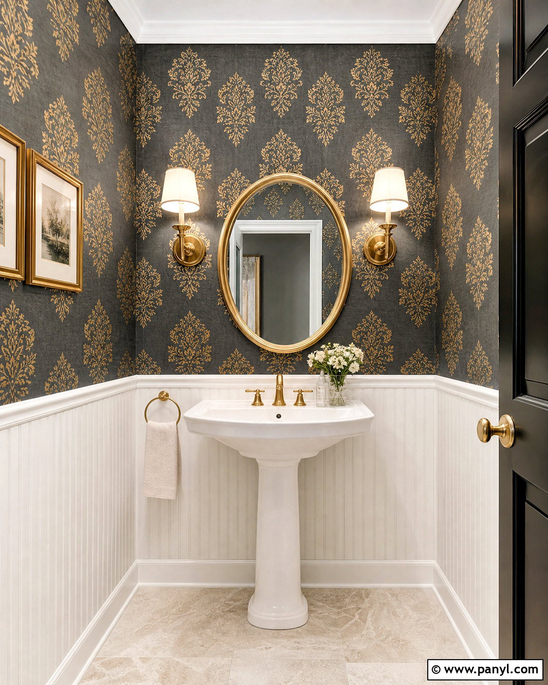Damask Wall Stencil For Powder Room - 20 wall stencil ideas