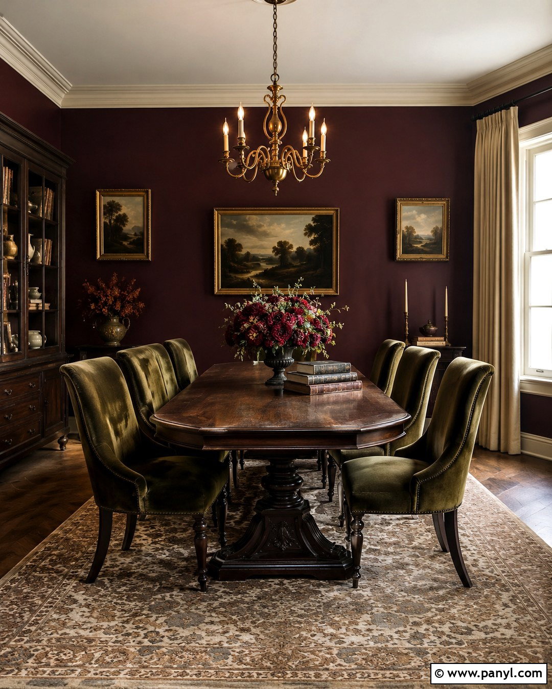 Dark Academia Burgundy Dining Room - 20 Dark Academia Wall Paint Ideas