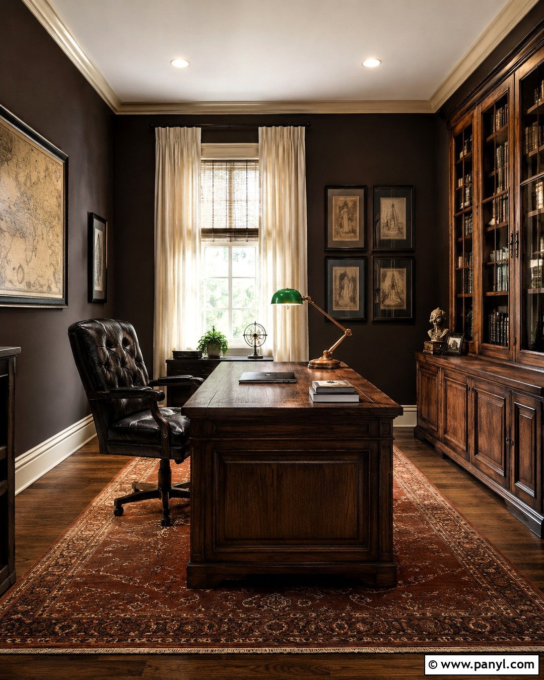 Dark Academia Espresso Home Office - 20 Dark Academia Wall Paint Ideas