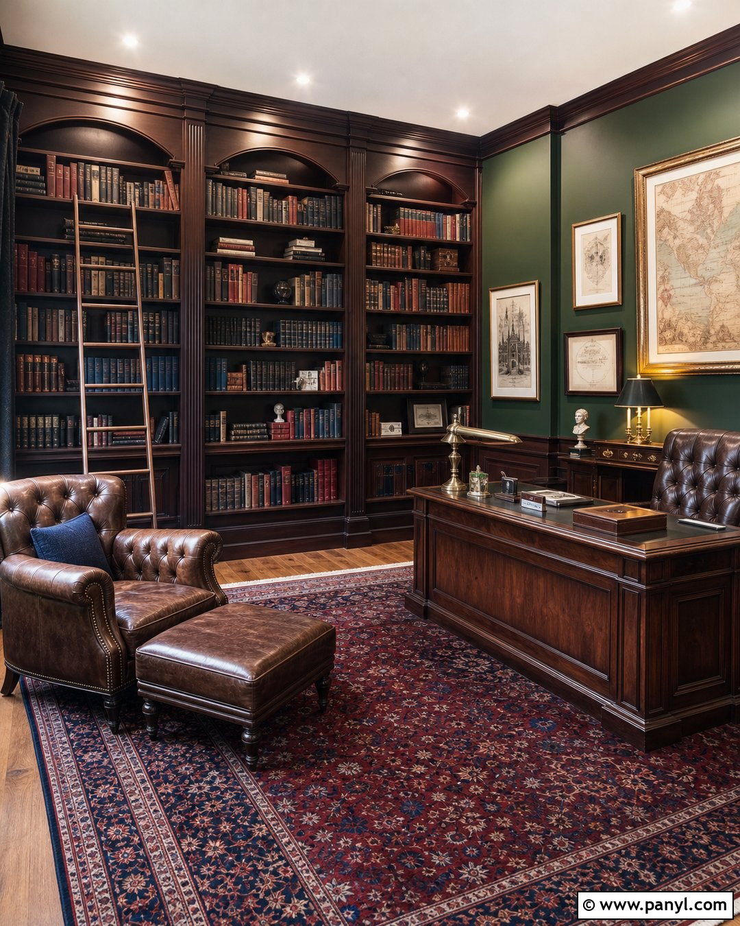 Dark Academia Green Library - 20 Cozy Library With Dark Green Walls