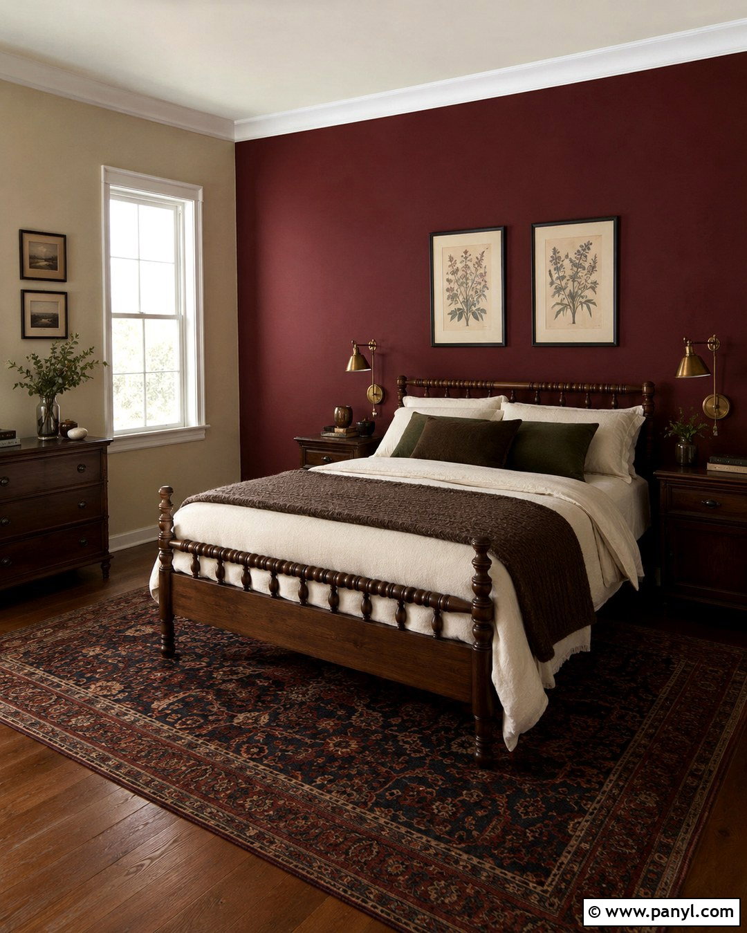 Dark Academia Oxblood Accent Wall - 20 Dark Academia Wall Paint Ideas