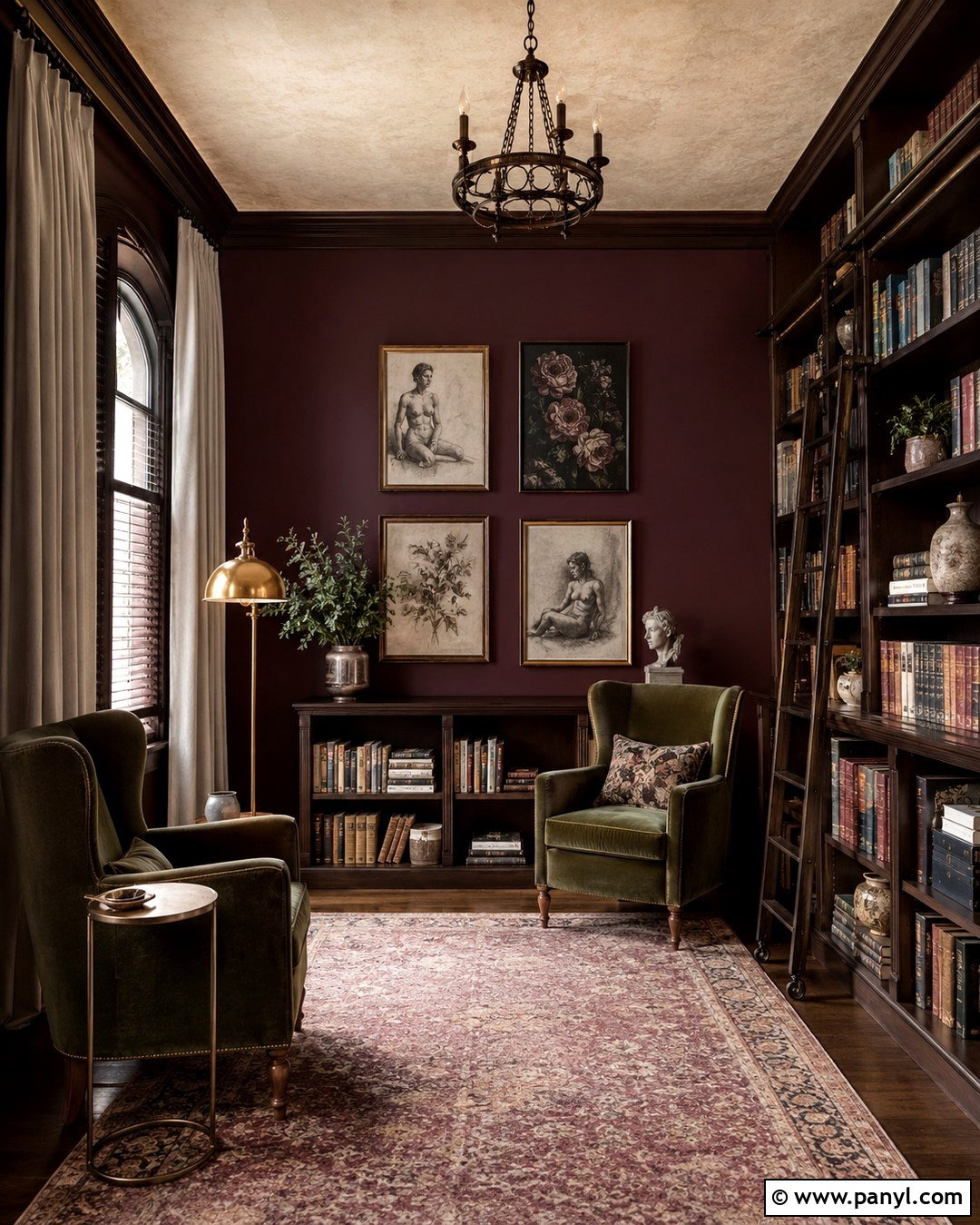 Dark Academia Plum Reading Room - 20 Dark Academia Wall Paint Ideas