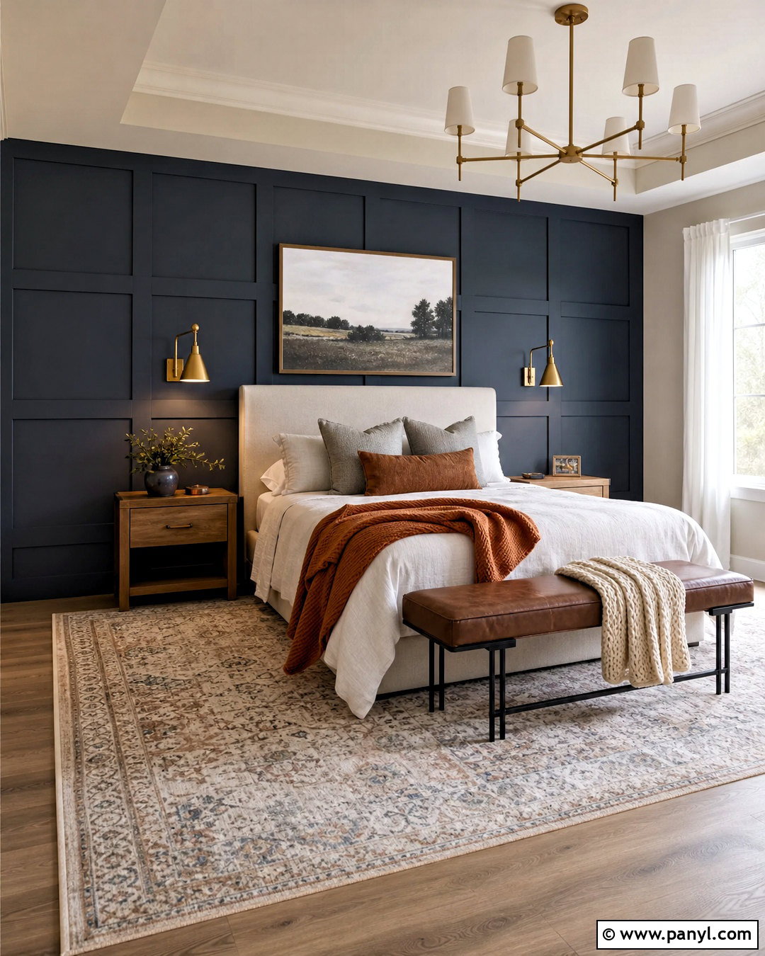 Dark Accent Wall With Board And Batten - 20 bedroom with dark accent wall ideas