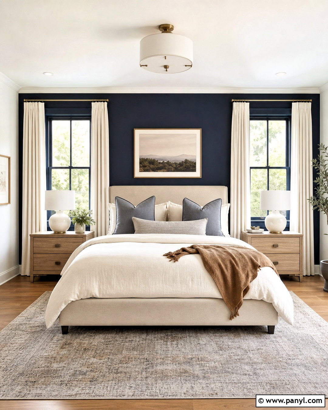 Dark Accent Wall With Windows - 20 bedroom with dark accent wall ideas