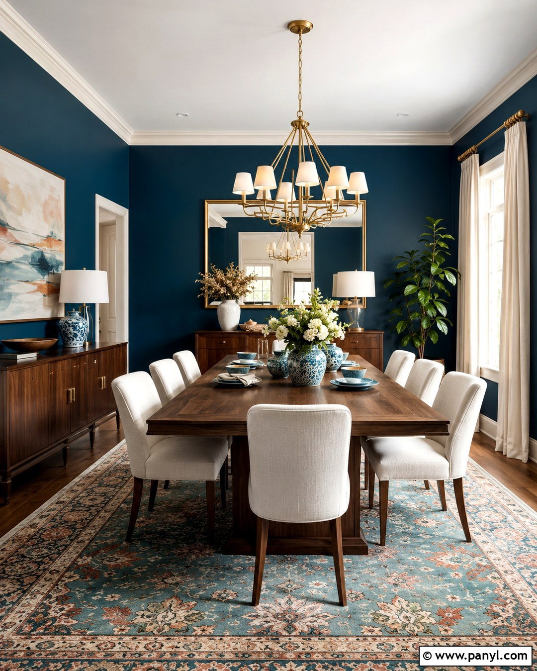 Dark Aqua Wall Paint In A Dining Room - 20 aqua wall paint ideas