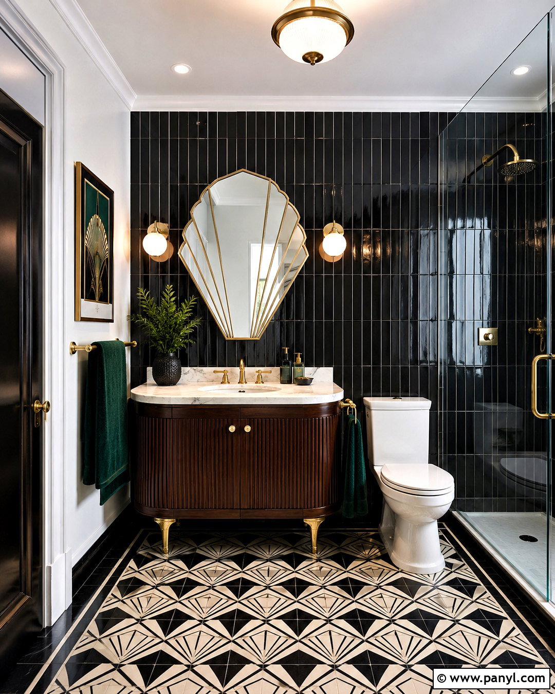 Dark Art Deco Bathroom - 20 moody bathroom ideas