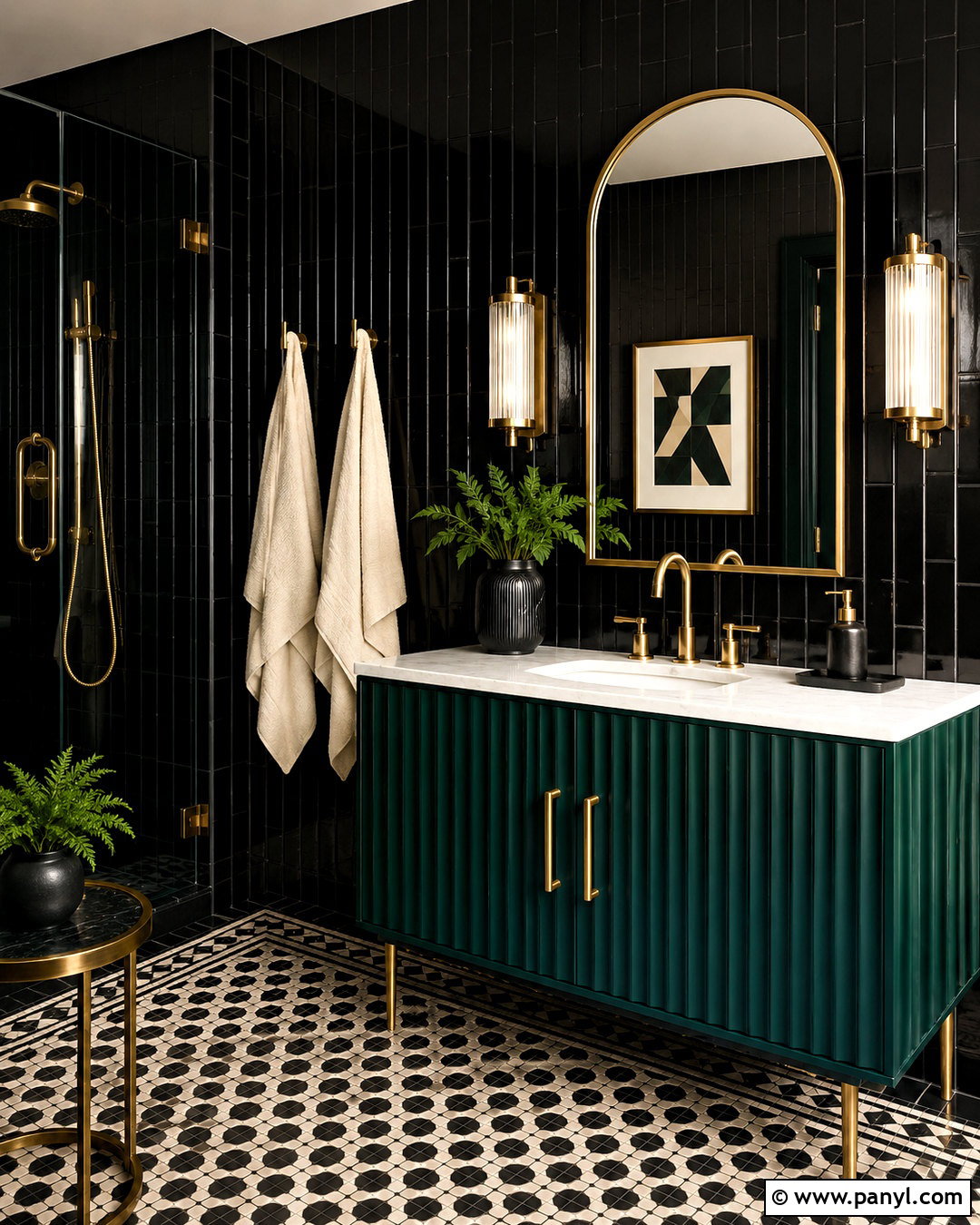 Dark Art Deco Bathroom - 20 dark theme bathroom ideas