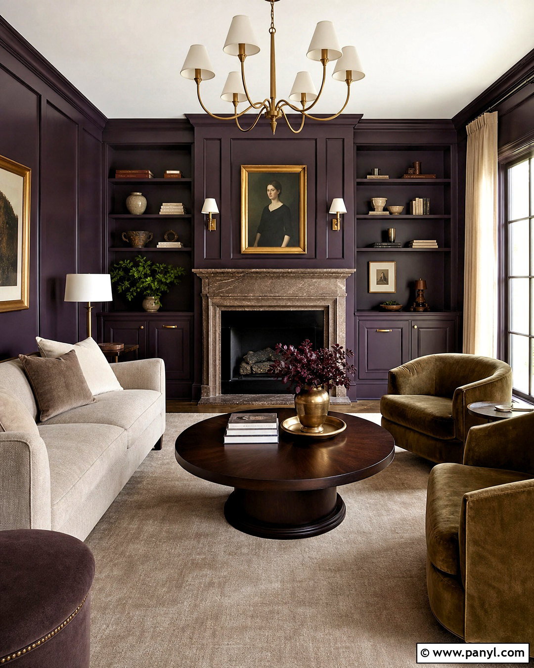 Dark Aubergine Living Room - 20 dark paint living room ideas