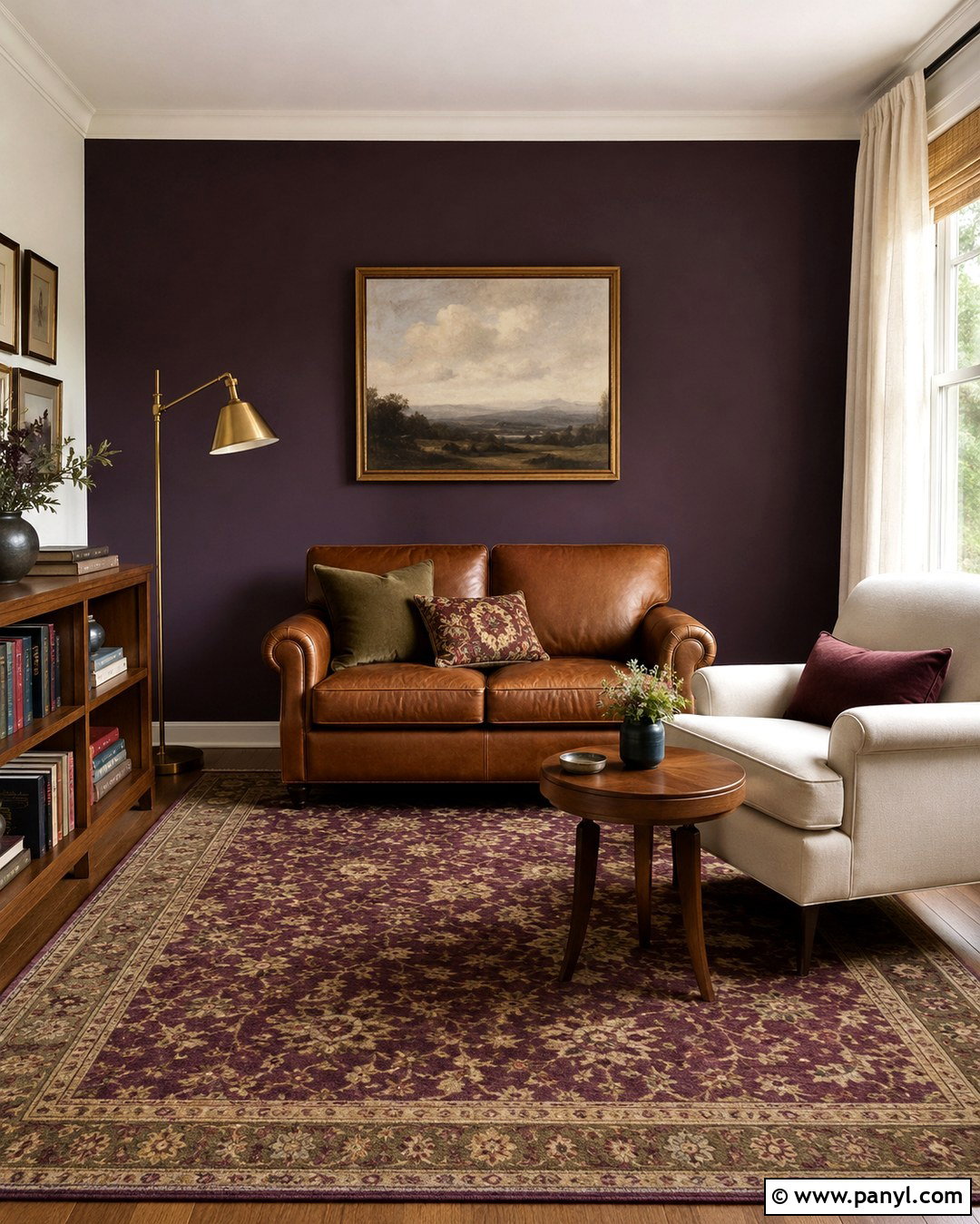 Dark Aubergine Reading Room Accent Wall - 20 Dark Paint Accent Wall Ideas