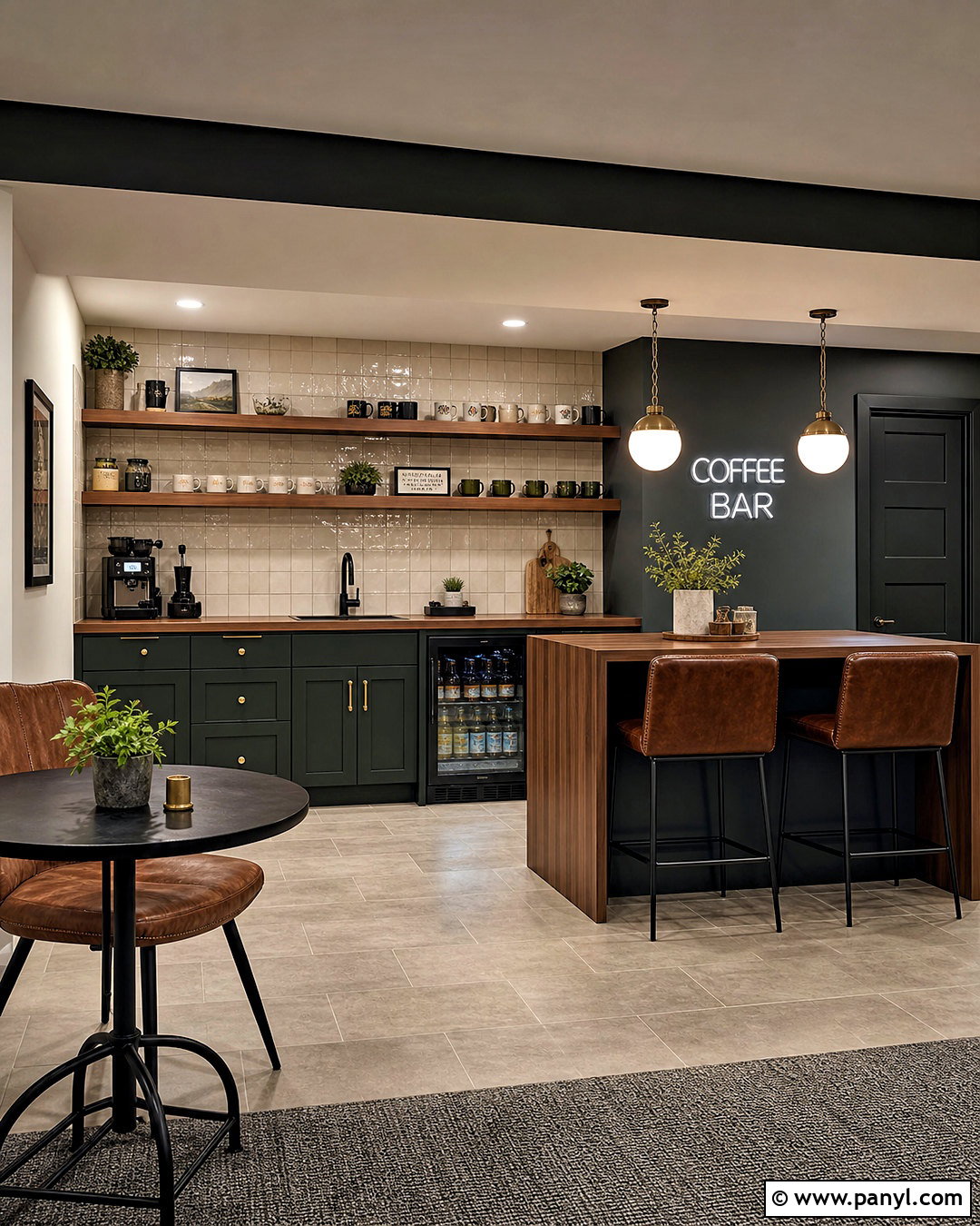 Dark Basement Coffee Bar - 20 dark basement ideas
