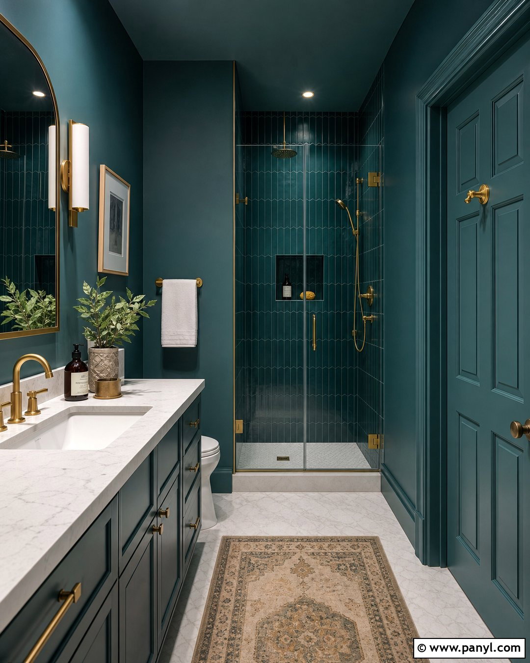 Dark Bathroom Walls With Color Drenching - 30 Bathroom Dark Walls