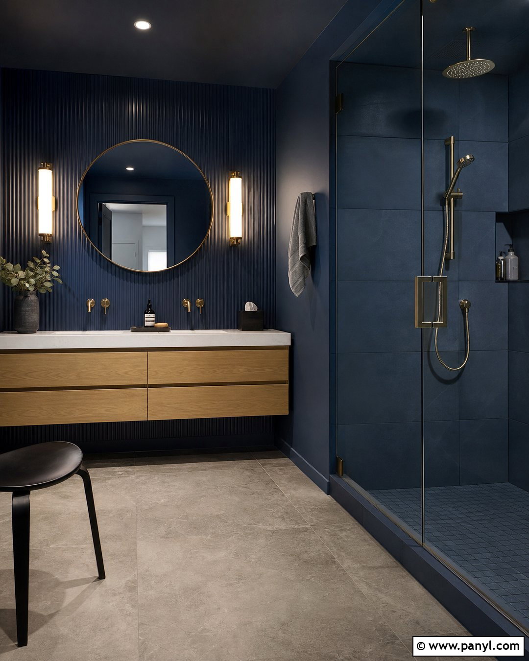 Dark Bathroom Walls With Fluted Tile - 30 Bathroom Dark Walls