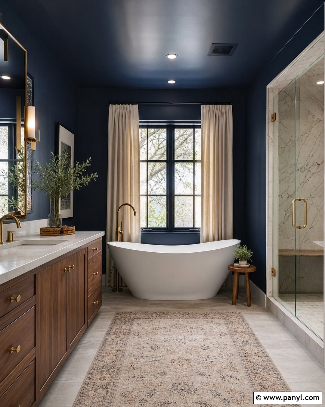 Dark Bathroom Walls With Freestanding Tub - 30 Bathroom Dark Walls