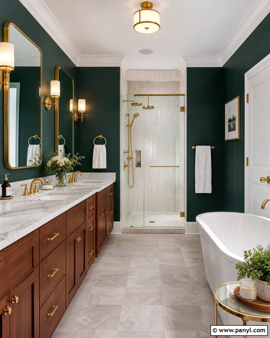 Dark Bathroom Walls With Gold Accents - 30 Bathroom Dark Walls