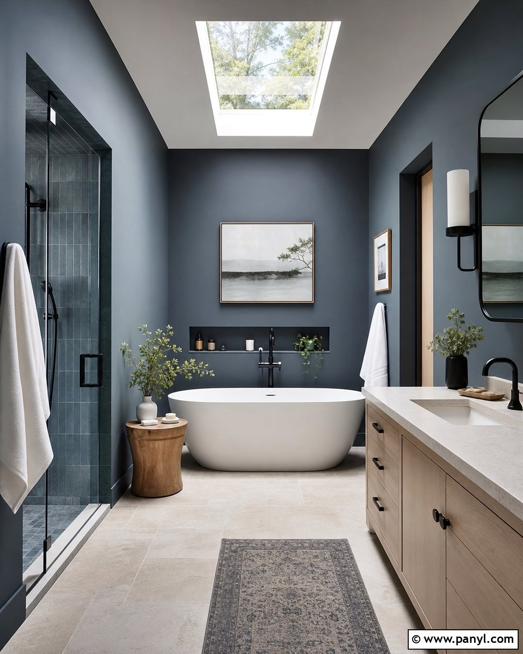 Dark Bathroom Walls With Skylight - 30 Dark Bathroom Walls