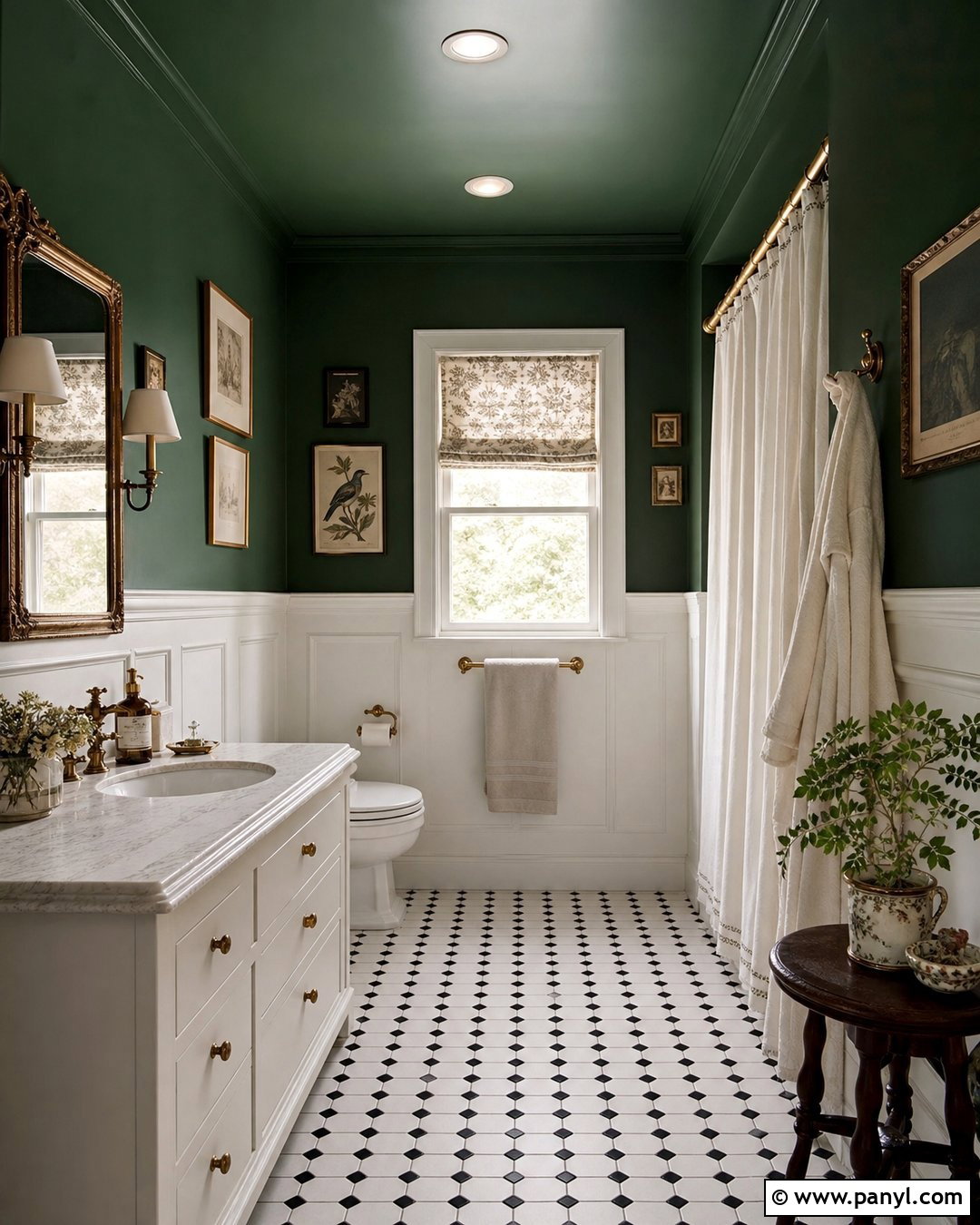Dark Bathroom Walls With White Wainscoting - 30 Bathroom Dark Walls