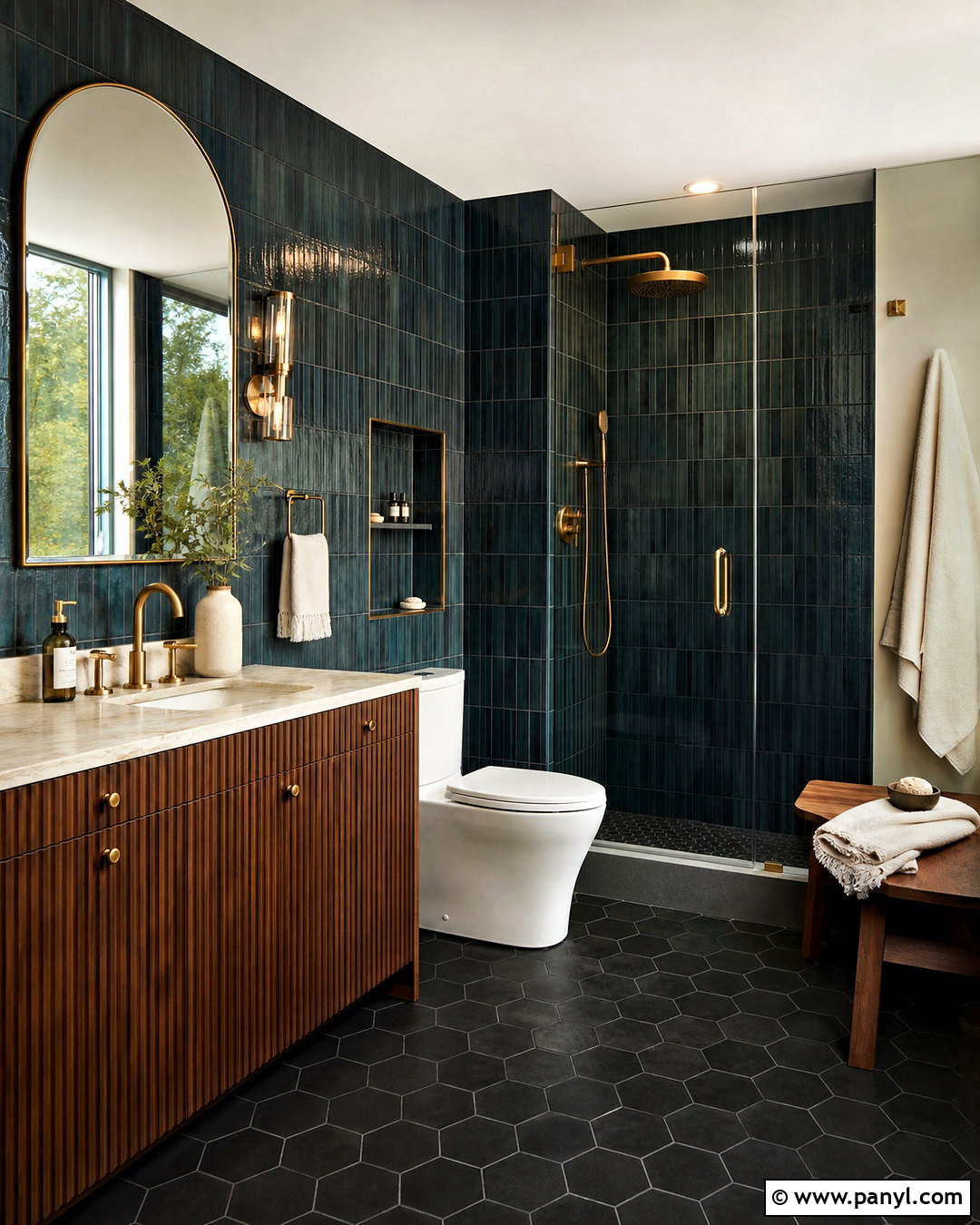 Dark Bathroom With Brass - 20 dark bathroom design ideas