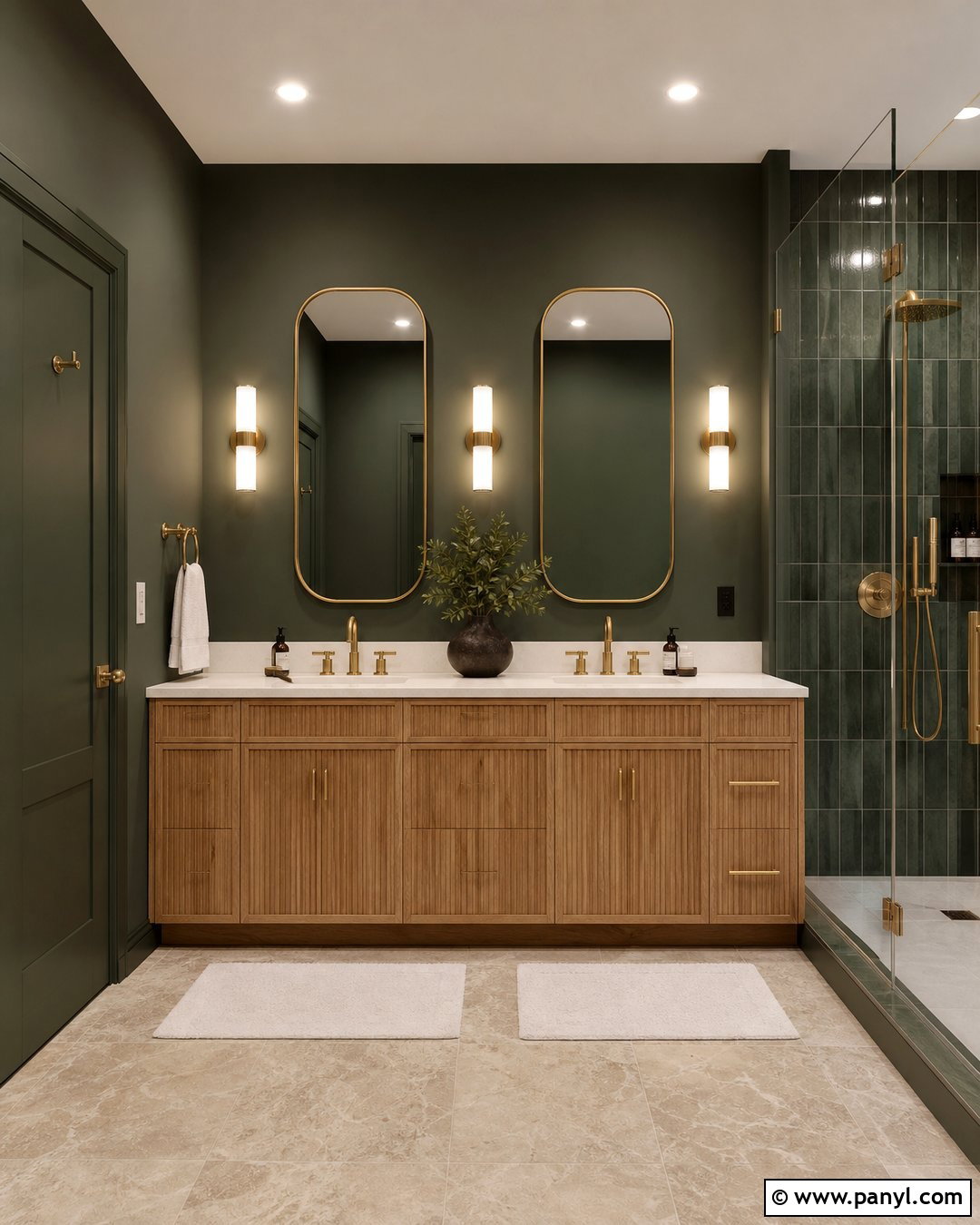 Dark Bathroom With Double Vanity - 20 Elegant Bathroom With Dark Walls