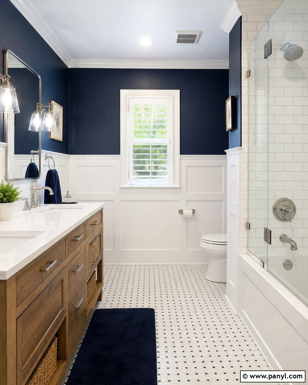 Dark Bathroom With White Wainscoting - 20 Elegant Bathroom With Dark Walls