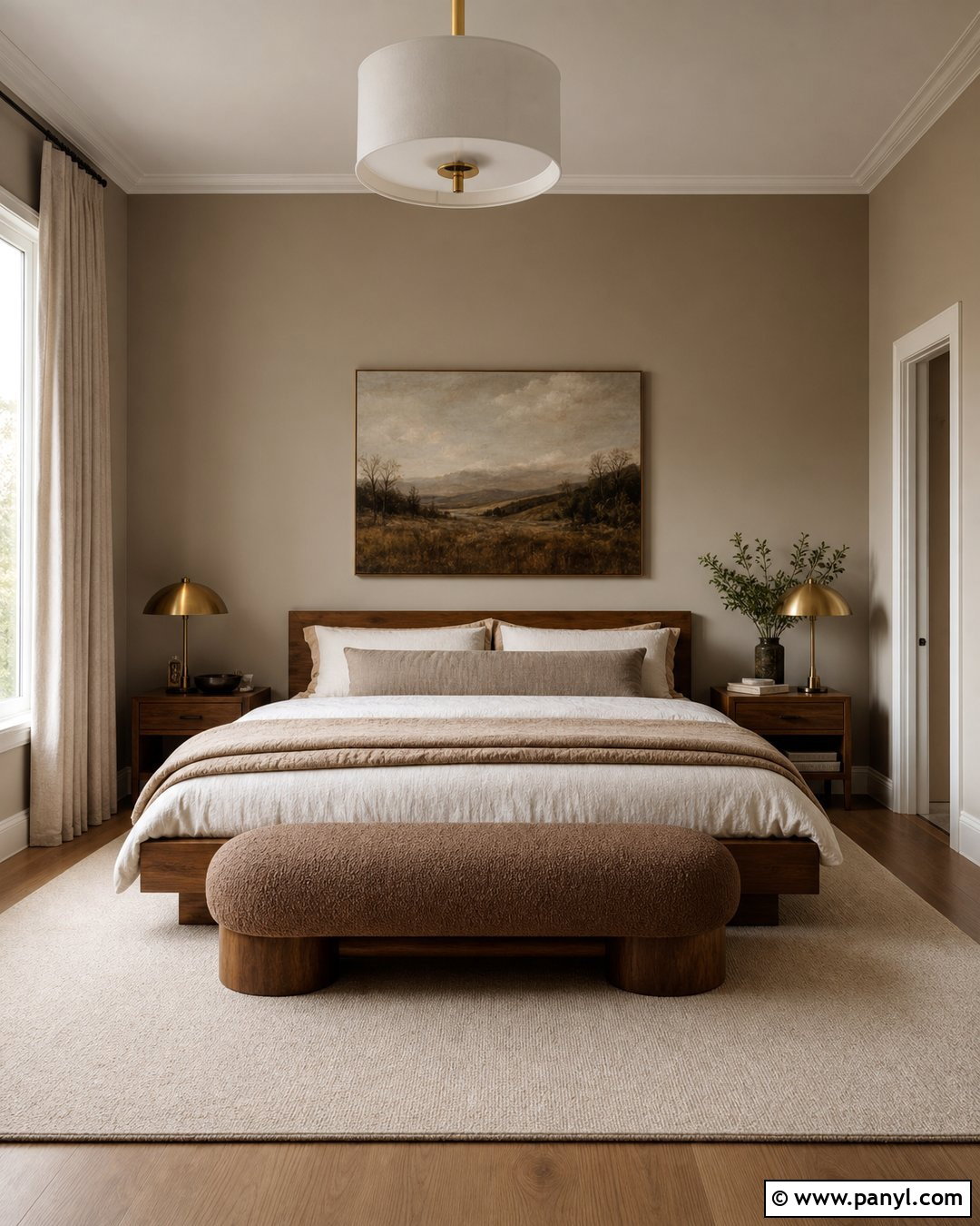 Dark Beige Bedroom With Walnut Furniture - 20 Dark Beige Wall Color Ideas