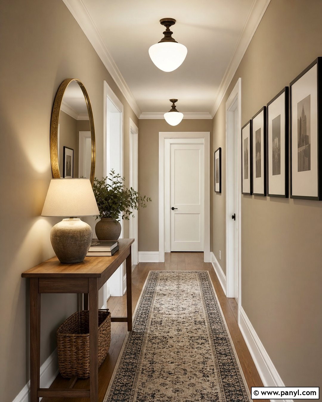 Dark Beige Hallway With White Doors - 20 Dark Beige Wall Color Ideas