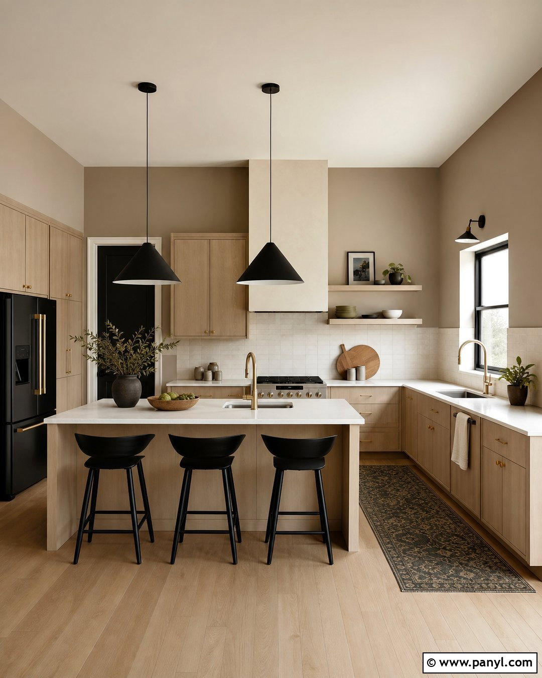 Dark Beige Kitchen With Oak Cabinets - 20 Dark Beige Wall Color Ideas