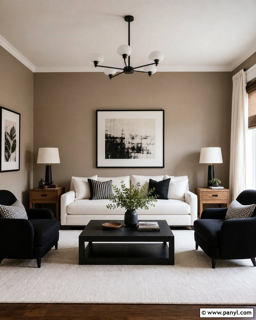 Dark Beige Walls With Black And White Decor - 20 Dark Beige Wall Color Ideas