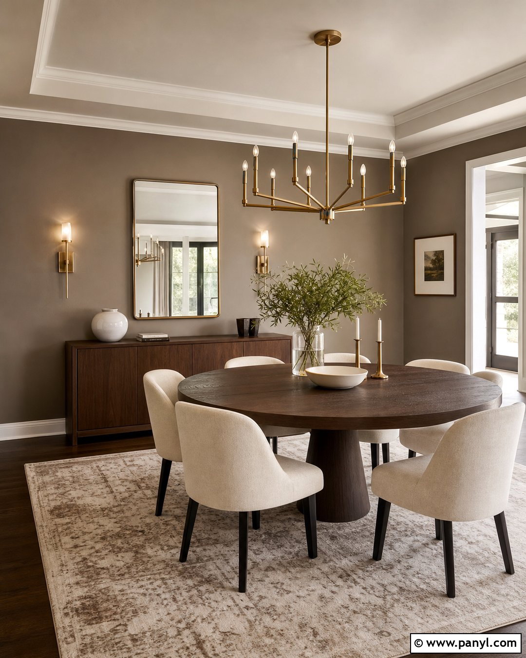 Dark Beige Walls With Brass Lighting - 20 Dark Beige Wall Color Ideas