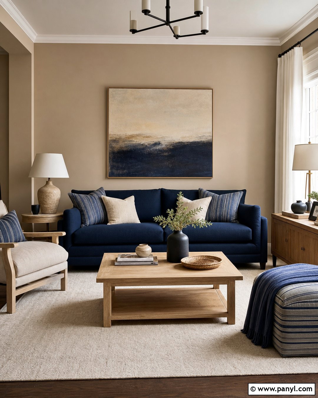 Dark Beige Walls With Navy Blue Decor - 20 Dark Beige Wall Color Ideas
