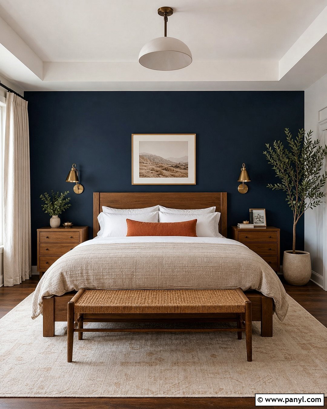 Dark Blue Accent Wall Behind Bed - 35 Dark Blue Accent Wall Ideas