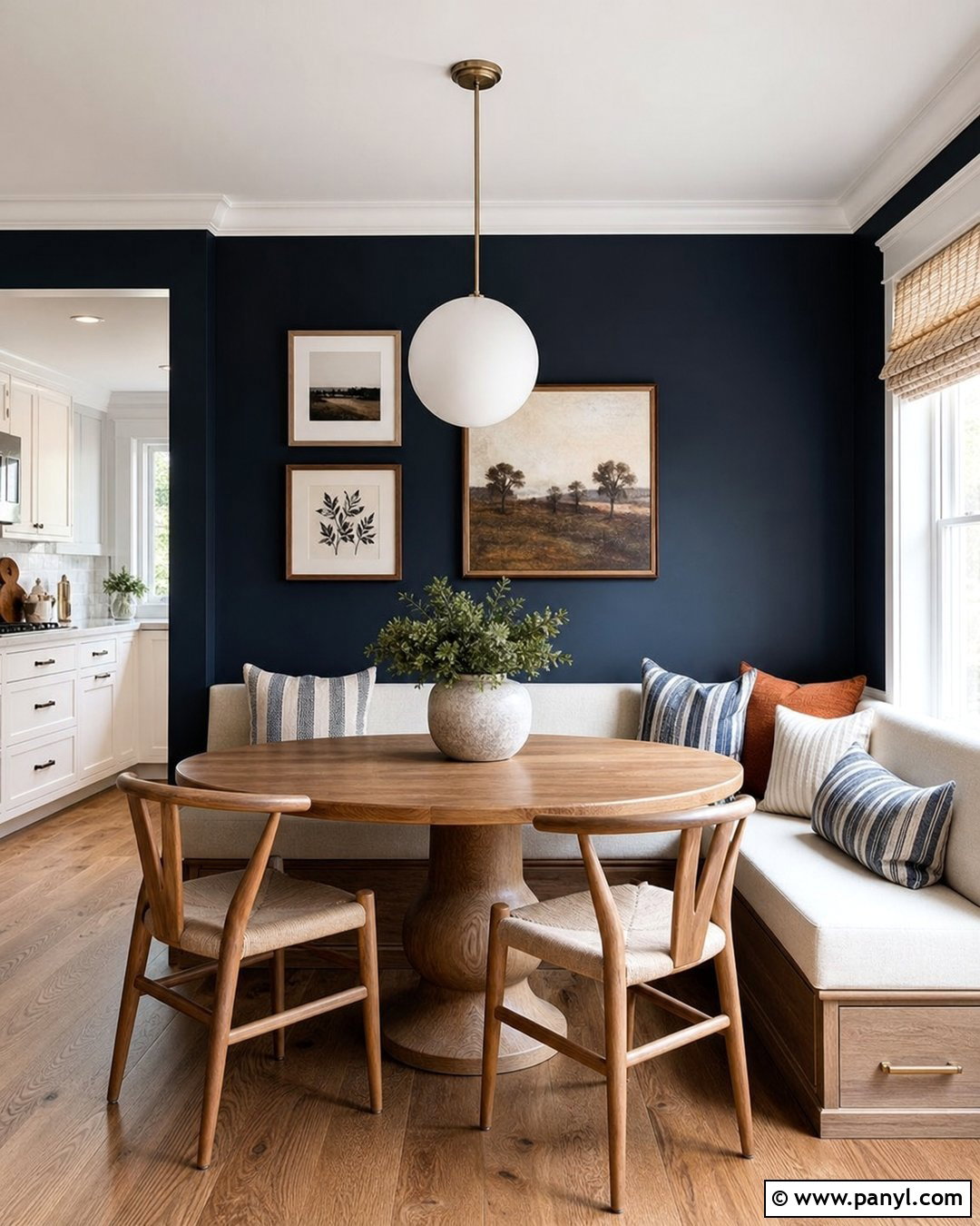 Dark Blue Accent Wall Breakfast Nook - 35 Dark Blue Accent Wall Ideas